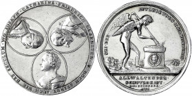 Brandenburg-Preußen
Friedrich Wilhelm III., 1797-1840
Silbermedaille 1799, von Stierle und Guillemard. Auf das Ende des Jahrhunderts. Drei Medaillon...