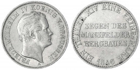 Brandenburg-Preußen
Friedrich Wilhelm IV., 1840-1861
Ausbeutetaler 1846 A. sehr schön/vorzüglich. Jaeger 75. Thun 257. AKS 75. Olding 308.