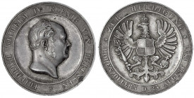 Brandenburg-Preußen
Friedrich Wilhelm IV., 1840-1861
Silbermedaille 1851 v. Pfeuffer, a.s. Huldigung zu Hohenzollern. Kopf r./Hohenzollernadler. 31 ...