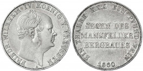 Brandenburg-Preußen
Friedrich Wilhelm IV., 1840-1861
Ausbeutetaler 1860 A. fast vorzüglich. Jaeger 85. Thun 263. AKS 79. Olding 317.