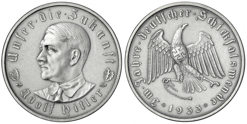 Drittes Reich
Silbermedaille 1933, Preuss. Staatsmünze, auf Hitler und die Mach...