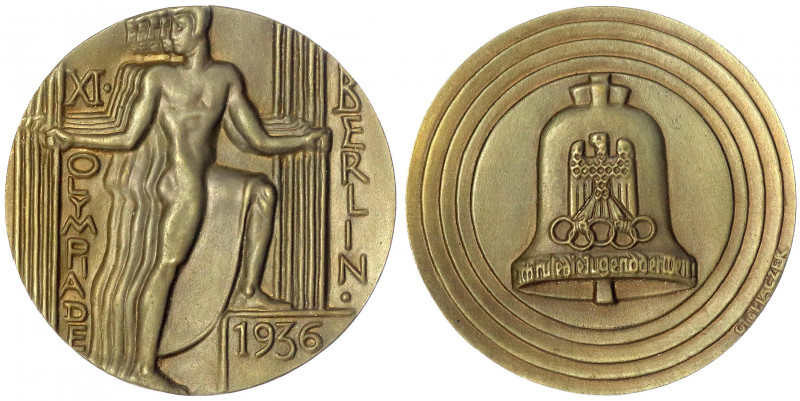 Drittes Reich
Bronzegussmedaille 1936 v. Placzek. Olymp. Spiele Berlin. 5 gesta...