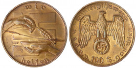 Drittes Reich
Österreich: Spendenmarke 100 Schilling o.J. (um 1936/1937). Winterhilfswerk der NSDAP Gau Wien. Bronze 40 mm.
vorzüglich/Stempelglanz,...