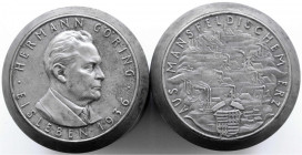 Drittes Reich
Prägestempelpaar (Patrizen) zur Medaille 1936 Hermann Göring, Eisleben/aus Mansfeldischem Erz. Prägedurchmesser 60 mm. Stempel Eisen, 6...