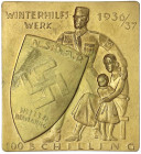 Drittes Reich
Rechteckige, einseitige, vergoldete Plakette 1936/1937 Winterhilfswerk zu 100 Schilling (der Wert 100 eingepunzt). 49 X 53 mm.
vorzügl...