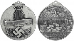 Drittes Reich
Tragbare Zinkmedaille 1939. Gau-Volksmusiktag Heidenheim. 60 mm.
vorzüglich