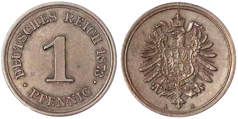 1 Pfennig kleiner Adler, Kupfer 1873-1889
1873 A. sehr schön/vorzüglich. Jaeger...