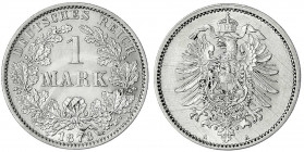 1 Mark kleiner Adler, Silber 1873-1887
1873 A. gutes vorzüglich. Jaeger 9.