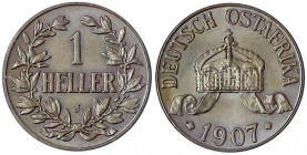 Deutsch Ostafrika
Heller 1907 J. fast Stempelglanz, herrliche Kupfertönung, sehr selten in dieser Erhaltung. Jaeger N716.
