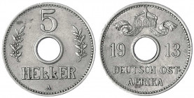 Deutsch Ostafrika
5 Heller Lochgeld 1913 J. vorzüglich. Jaeger 718.