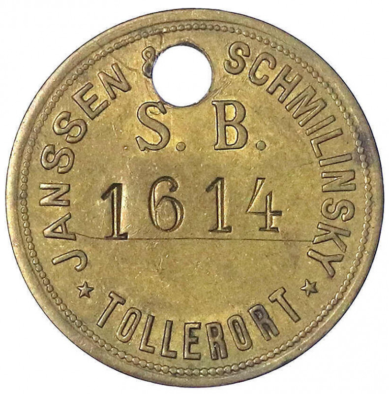 Hamburg
Einseitige Messingmarke o.J. (1858/1929) der Schiffswerft und Maschinen...