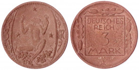 Staaten/- und Ländermünzen
Deutsches Reich
1920
3 Mark o.J. (1920). Gipsform, braunes Böttgersteinzeug, stehende Kurschwerter.
prägefrisch, selten...