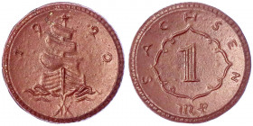 Staaten/- und Ländermünzen
Sachsen
1 Mark, Gipsform, braun 1920. prägefrisch, selten. Scheuch 35a.