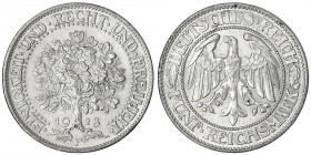 Kursmünzen
5 Reichsmark Eichbaum Silber 1927-1933
1928 F. vorzüglich. Jaeger 331.