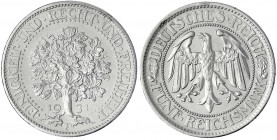 Kursmünzen
5 Reichsmark Eichbaum Silber 1927-1933
1931 F. vorzüglich. Jaeger 331.