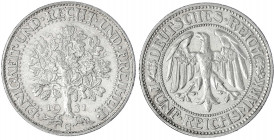 Kursmünzen
5 Reichsmark Eichbaum Silber 1927-1933
1931 G. sehr schön. Jaeger 331.