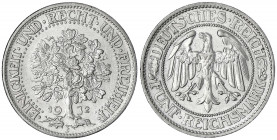 Kursmünzen
5 Reichsmark Eichbaum Silber 1927-1933
1932 F. sehr schön/vorzüglich. Jaeger 331.