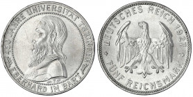Gedenkmünzen
5 Reichsmark Tübingen
1927 F. vorzüglich/Stempelglanz. Jaeger 329.