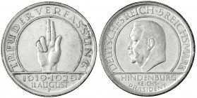 Gedenkmünzen
5 Reichsmark Schwurhand
1929 F. sehr schön/vorzüglich. Jaeger 341.