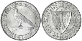 Gedenkmünzen
5 Reichsmark Rheinstrom
1930 F. vorzüglich/Stempelglanz, Randfehler. Jaeger 346.