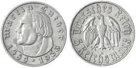 Gedenkmünzen
5 Reichsmark Luther
1933 A. gutes sehr schön. Jaeger 353.