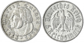 Gedenkmünzen
5 Reichsmark Luther
1933 F. vorzüglich. Jaeger 353.