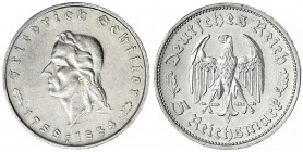 Gedenkmünzen
5 Reichsmark Schiller
1934 F. gutes vorzüglich. Jaeger 359.