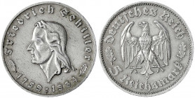 Gedenkmünzen
5 Reichsmark Schiller
1934 F. sehr schön. Jaeger 359.