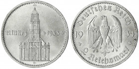 Gedenkmünzen
2 Reichsmark Garnisonskirche mit Datum 1934
1934 D. prägefrisch/fast Stempelglanz. Jaeger 355.