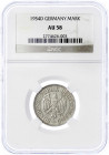 Kursmünzen
1 Deutsche Mark Kupfer/Nickel 1950-2001
1954 D. Im NGC-Blister mit Grading AU 58.
gutes vorzüglich. Jaeger 385.