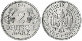 Kursmünzen
2 Deutsche Mark Ähren, Kupfer/Nickel 1951
1951 F. vorzüglich/Stempelglanz. Jaeger 386.