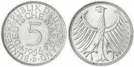 Kursmünzen
5 Deutsche Mark Silber 1951-1974
1956 D. vorzüglich/Stempelglanz. Jaeger 387.