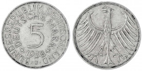 Kursmünzen
5 Deutsche Mark Silber 1951-1974
1958 J. sehr schön, min. Randfehler. Jaeger 387.