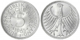 Kursmünzen
5 Deutsche Mark Silber 1951-1974
1963 F. fast Stempelglanz, Prachtexemplar. Jaeger 387.