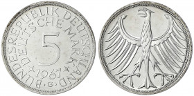 Kursmünzen
5 Deutsche Mark Silber 1951-1974
1967 G. Polierte Platte. Jaeger 387.