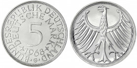Kursmünzen
5 Deutsche Mark Silber 1951-1974
1968 G. Polierte Platte. Jaeger 387.