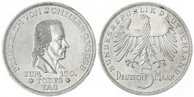 Gedenkmünzen
5 Deutsche Mark, Silber, 1952-1979
Schiller 1955 F. vorzüglich/Stempelglanz. Jaeger 389.