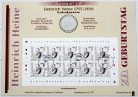 Gedenkmünzen
10 Deutsche Mark, Silber, 1987-2001
Numisblatt der Deutschen Post 1997: (3/97) Heine mit "Runen".
Stempelglanz. Jaeger 466 (Numisblatt...