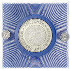 Gedenkmünzen der DDR
10 Mark 1981. Goldguldenprobe.
Polierte Platte, original verplombt. Jaeger 1582 P.