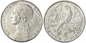 Weimarer Republik
5 Reichsmark Silber 1925, Mädchenkopf/Adler schreitet n.r. Randunze 800. 25,74 g.
fast Stempelglanz, sehr selten. Schaaf 331 G2, V...