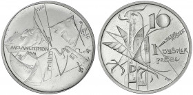 Bundesrepublik Deutschland
Probe v. Victor Huster zu 10 DM in Silber 1997. Melanchthon. Glatter Rand mit Nummerierung 9/29. 34 mm, 22,56 g. Auflage n...