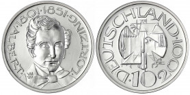 Bundesrepublik Deutschland
Probe v. Victor Huster zu 10 DM in Silber 2001. Lorzing. Glatter Rand mit Nummerierung 22/160. 34 mm, 27,45 g. Auflage nur...