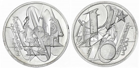 Bundesrepublik Deutschland
Probe v. Victor Huster zu 10 Euro in Silber 2003. Deutsches Museum. Glatter Rand mit Nummerierung 155/299. 35 mm, 30,22 g....
