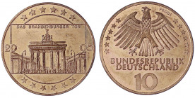 Bundesrepublik Deutschland
Probeprägung in Kupfer zu 10 (Euro) für eine nicht verwirklichte Münze 2005, mit dem Motiv "Brandenburger Tor". Bundesadle...
