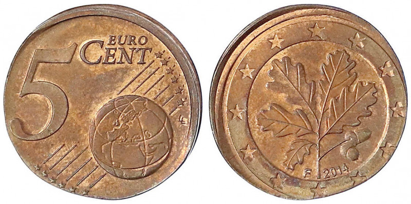 Bundesrepublik Deutschland
5 Euro-Cent 2014 F. Geprägt auf 2-Cent-Ronde (mit Ra...