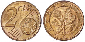Bundesrepublik Deutschland
2 Euro-Cent 2016 F. Geprägt auf Ronde vom 5 Bani Rumänien, ohne Randrille. 2,76 g.
prägefrisch, selten. Jaeger 483.