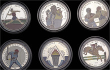 Sammlungen allgemein
Farbmünzen
6 seltene Farbsilbermünzen zu den Oly. Spielen 2000 mit Afghanistan (KM 1033), Benin (KM 21), Congo (KM 282), Kuba (...