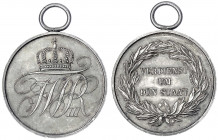 Deutschland
Deutsche Länder, bis 1918
Preussen: Allgemeines Ehrenzeichen "Verdienst um den Staat". Öse, 39,2 mm, 22,70 g.
vorzüglich, schöne Patina...