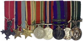 Grossbritannien
Elizabeth II., seit 1953
Achter-Miniaturenspange: George V. Order of the British Empire, George VI. 1939-1945 Star, Africa Star, Def...
