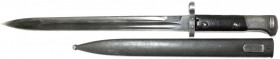 Blankwaffen
Deutschland
Seitengewehr K98/05 in Scheide, Hersteller nur auf Scheide (J im Stern). Gesamtlänge 45 cm